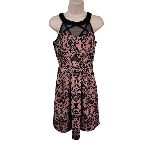 Vintage Y2k En Focus Dress Womens Size 6 Pink Black Velvet Whimsigoth Romantic - Picture 1 of 8